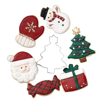 Рождественская формочка для печенья, форма для рождественской елки, инструмент для украшения торта, форма для печенья, подарок своими руками, набор из 7 предметов