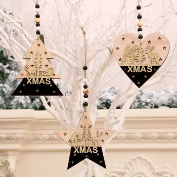 Рождественские украшения, высококачественная подвеска, Черное золото, Дерево, Трехмерная подвесная Рождественская елка, Аксессуары для подвесок