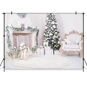 Рождественский фон для фотосъемки в помещении, белая рождественская елка, украшение фона для детской фотостудии, фотобудка для фотосессии