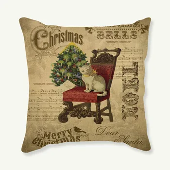 Рождественское украшение в винтажном стиле, гирлянда с кошками, чехол для подушки с буквами, белая снежинка, домашний декор, диван, кресло, наволочка