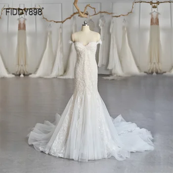 Свадебные платья FIDDY898 с открытыми плечами, декольте в виде сердечка, дизайн 