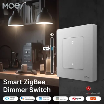 Серия MOES Star Ring ZigBee Smart Dimmer для затемнения света Приложение Smart Life Работает с Alexa Google Home Dimmable 1-3 Gang