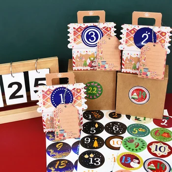 Симпатичные наклейки с календарем с цифрами Обратный отсчет Круглое уплотнение для скрапбукинга Упаковка Рождественских подарков Уплотнительные наклейки