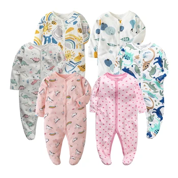 Хлопчатобумажная одежда для маленьких девочек от 0 до 12 месяцев, одежда для новорожденных мальчиков, осенние комбинезоны с длинными рукавами, ползунки, детская одежда
