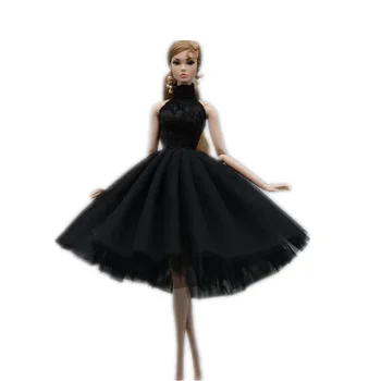 Черное элегантное балетное платье с высоким воротом для Барби, одежда для вечеринки, платье принцессы для танцев, Vestido, 1/6 BJD, аксессуары для кукол, игрушки для девочек