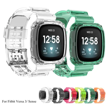 Чехол, нескользящая сменная лента, прозрачный ремешок Glacier, прозрачный браслет, ремешок для часов Fitbit Versa 3, Fitbit Sense